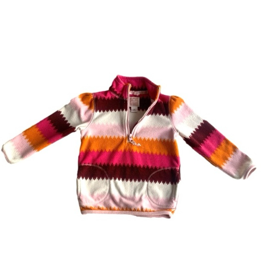 Old Navy Infant Pink Striped Quarter Zip Collared Long Sleeve Pullover Sweater
